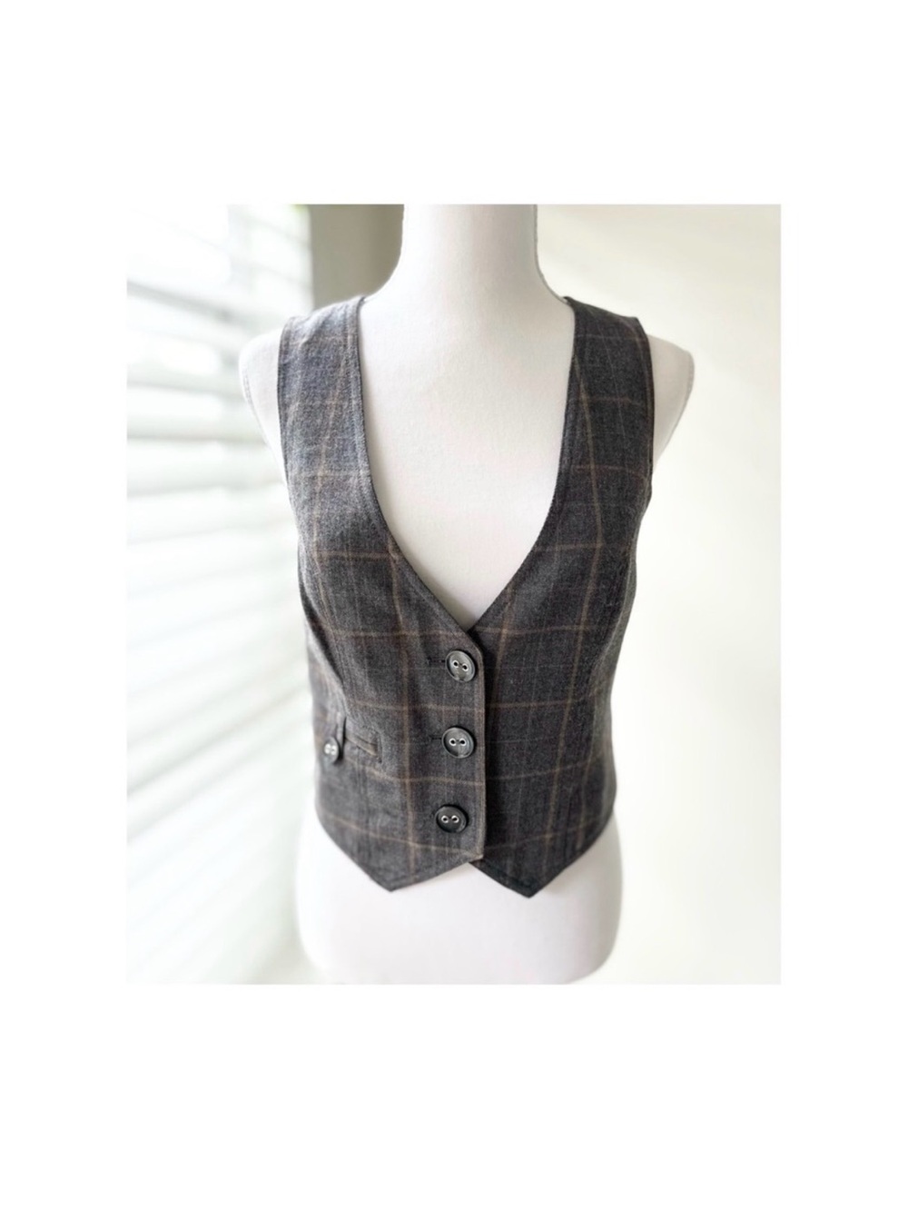 Fossil Gray Plaid Tailored Women's Vest